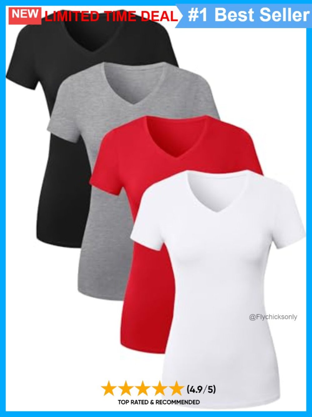 Cotton Blend V-Neck Short Sleeve T-Shirt Fitted Basic Tee Everyday Layering Top